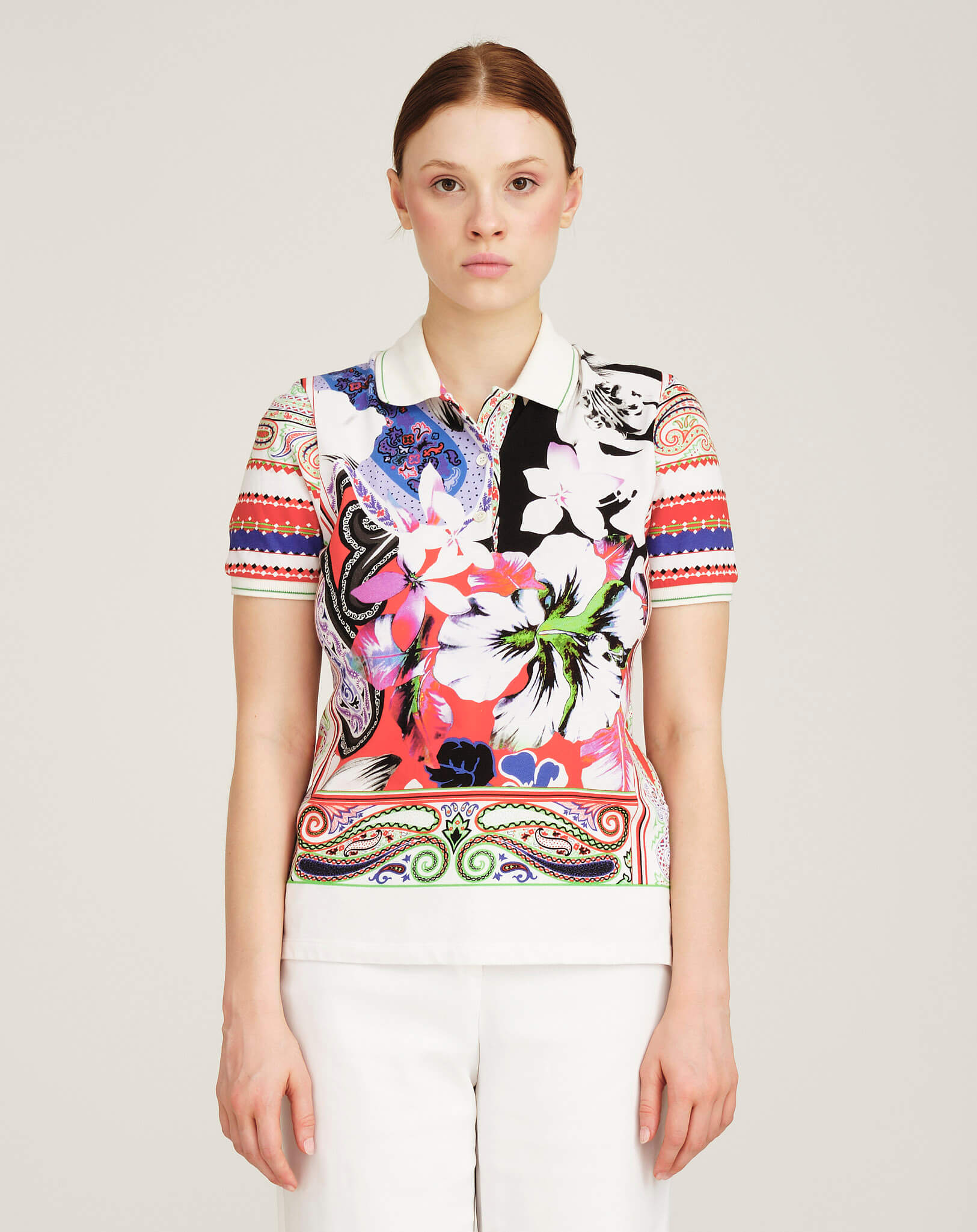 Etro- White Iconic Print Polo Tshirt IT40